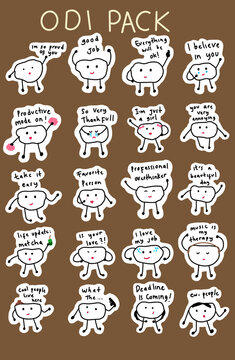 set of cartoon sticker pack odi