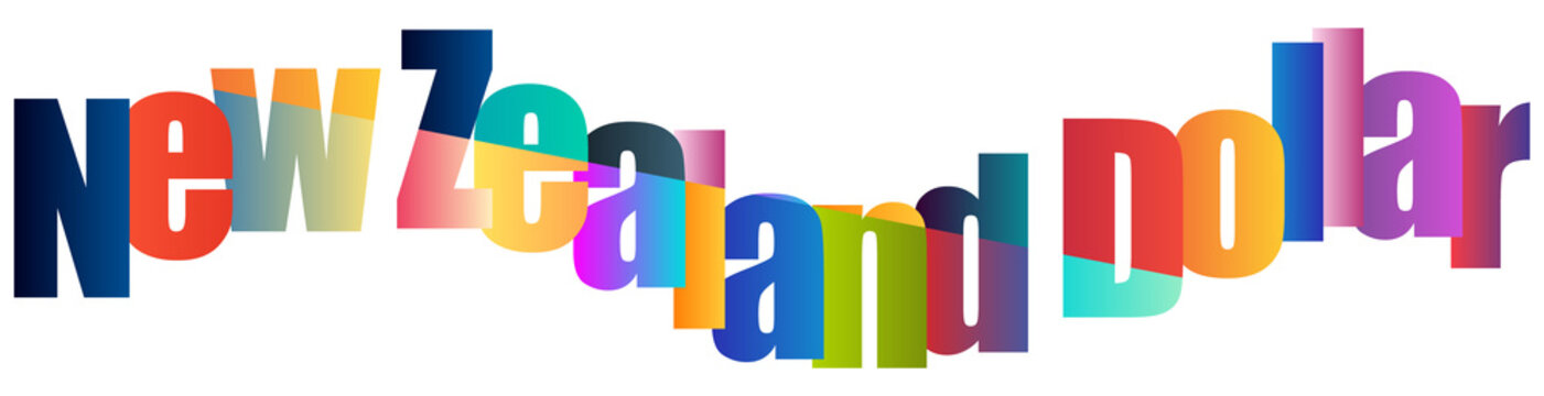 Colorful New Zealand Dollar Text Design Isolated on Transparent Background