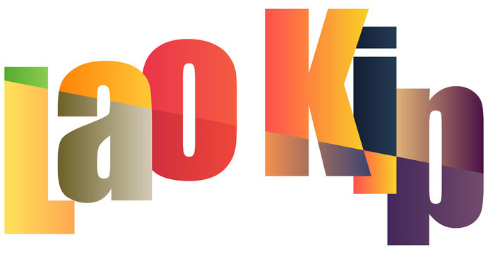 Colorful Gradient Typography Text Design Featuring Lao Kip Currency Name