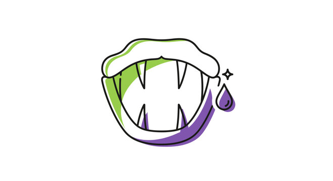 Vampire Fangs Mouth Halloween Horror Scary Teeth Dripping Blood Isolated White Background
