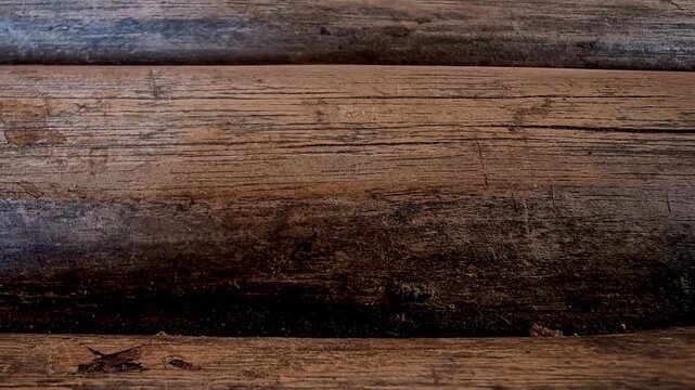 4K UHD Seamless Loop Aged Wood Logs Texture Static Close-Up Rustic Timber Background Horizontal Format