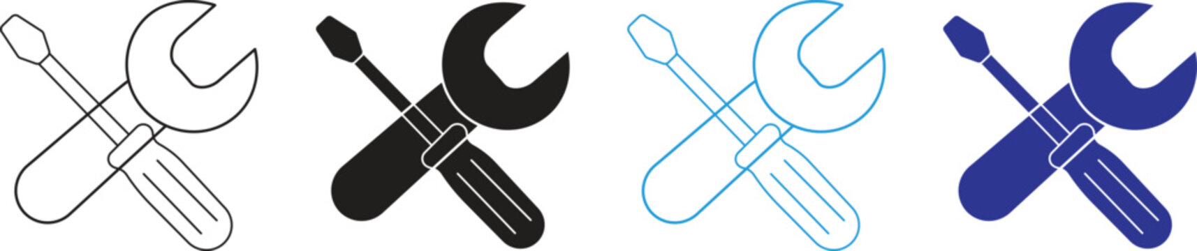 Crossed Tools Icon &ndash; Wrench and Screwdriver Repair Symbol