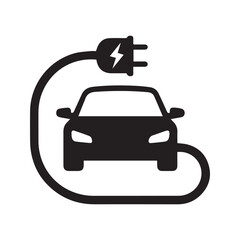 Electric Vehicle EV Charging Plug Black Silhouette Vector Icon  © Journey