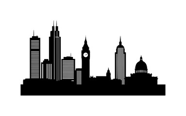 Obraz premium Bold Black City Skyline Silhouettes Vector Art