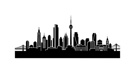 Fototapeta premium Bold Black City Skyline Silhouette Vector Illustration