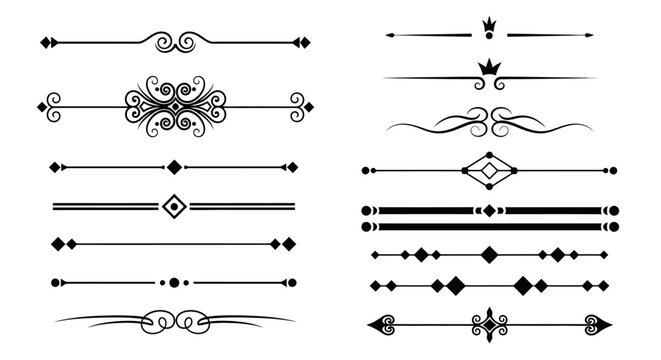 Decorative Ornamental Dividers and Flourishes for Elegant Design and Typography