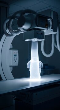 Medical radiation therapy equipment in hospital.
