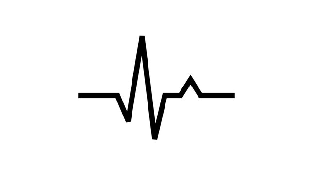 Minimalist black heartbeat line icon representing pulse and medical health