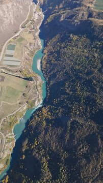 Vertical Aerial of Crown Range Valley and Snow Mountains