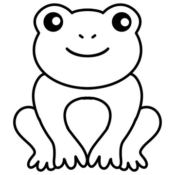 outline of a cartoon illustration of a smiling frog 