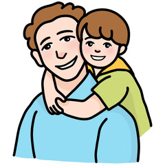 Obraz premium cartoon illustration of a father and son smiling happily 