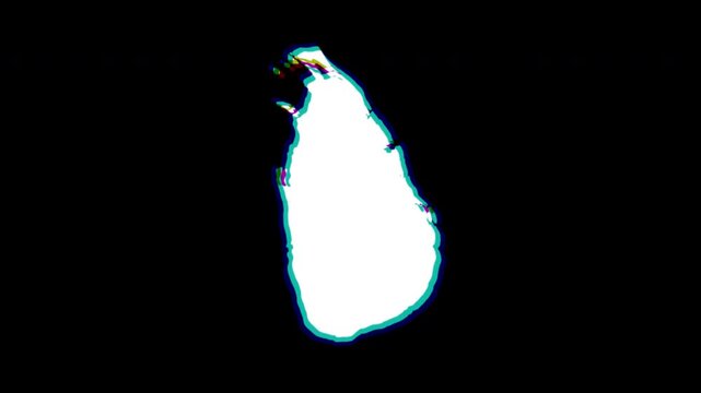 Sri Lanka white and chromatic abstract map pop animation black background