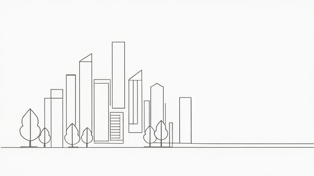 Minimalist line art tree animation, white background, simple growth motion.
