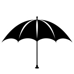 Obraz premium Black umbrella, vector icon, silhouette, rain protection, weather symbol