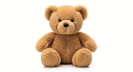 Obraz premium A cute and cuddly brown teddy bear sitting upright with a friendly expression on a plain white background