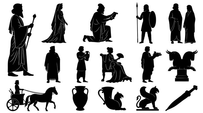 Ancient History Vector Silhouettes: Classical Figures, Mythology, and Cultural Icons