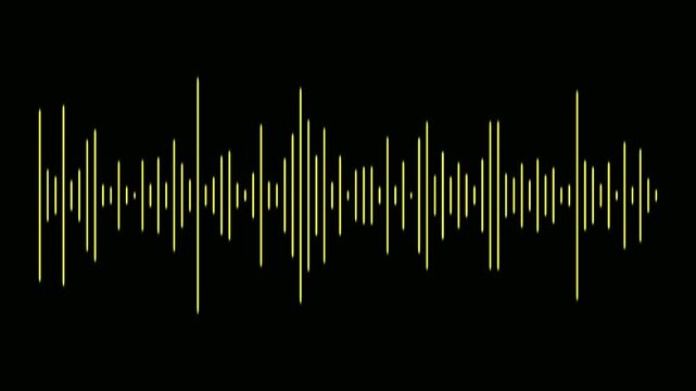 Line audio wave visualization- Gradient frequency animated lines on black background. Classic graphic sound equalizer motion. Podcast sound waves for online audio streaming. Music audio wave motion.