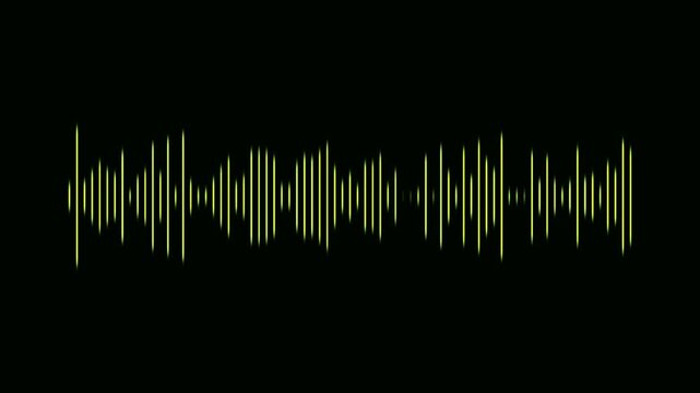 Line audio wave visualization- Gradient frequency animated lines on black background. Classic graphic sound equalizer motion. Podcast sound waves for online audio streaming. Music audio wave motion.