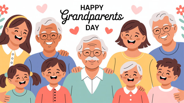 Happy family with diverse children smiling together