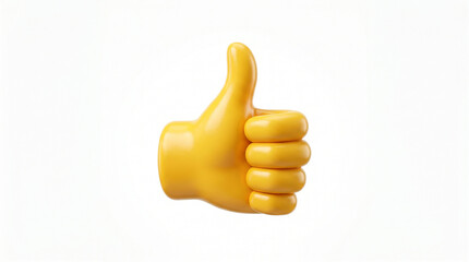 Yellow thumbs up emoji icon hand gesture symbol positive feedback concept approval sign with thumbs up social media 3D render white background thumbs up approval positive feedback agreement