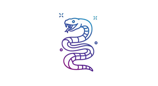 Stylized Snake Illustration: Vibrant Gradient Serpent Icon on White Background