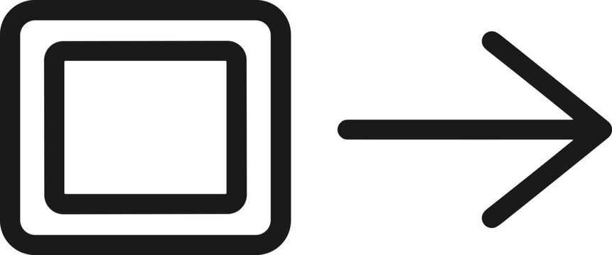 Select and move arrow icon vector with square target and right direction for navigation action and UI interface design