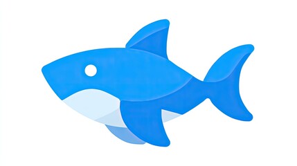 Fototapeta premium Stylized illustration of a bright blue marine predator swimming against a white backdrop