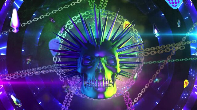 Spiky Hair Punk Skull 