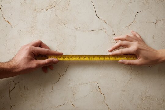 Two Hands Measuring Distance with a Yellow Ruler.