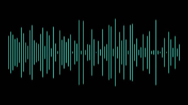 Line audio wave visualization- Gradient frequency animated lines on black background. Classic graphic sound equalizer motion. Podcast sound waves for online audio streaming. Music audio wave motion.