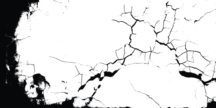 Minimalist abstract cracked lines on white. Dark cracked pattern on bright background
