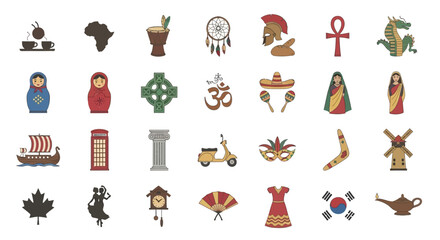 Cultural Symbols Icons Set © punduh
