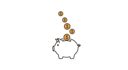Piggy Bank with Coins Falling. © Oktavia