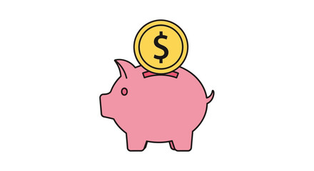 Pink Pig with Dollar Coin. © Oktavia