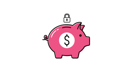 Pink Piggy Bank with Lock. © Oktavia