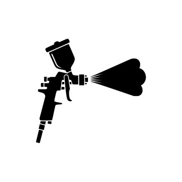 Professional Paint Spray Gun Silhouette Icon in Action