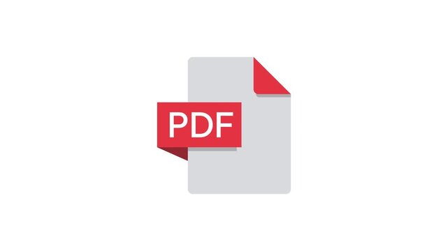 PDF File Format Icon Animation with Digital Document and Image Extension Concept. Transparent background. 4K resolution