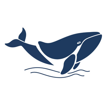Minimalist blue whale icon illustration design.