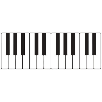 Top view of a piano keyboard octave section illustration.