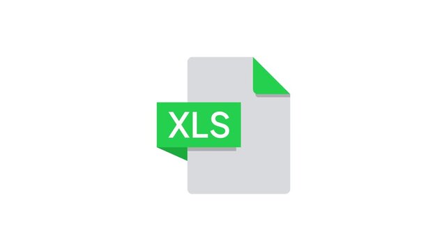 XLS File Format Icon Animation with Digital Document and Image Extension Concept. Transparent background. 4K resolution