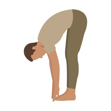 Male character performing hamstring stretch for fitness and health concept
