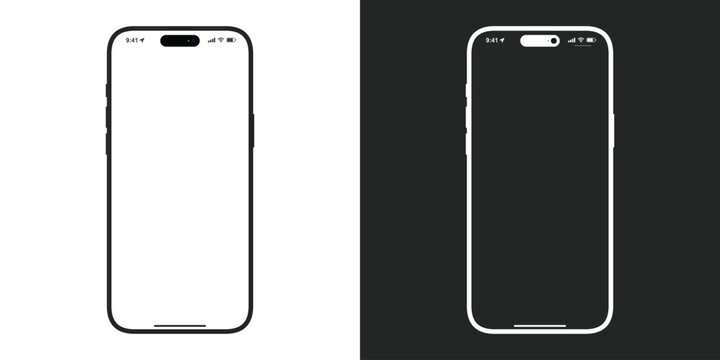 Black and white realistic vector mockup of smart phone. iphone vector illustration