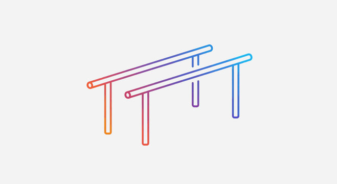 Gymnastic Parallel Bars Icon, Fitness Equipment, Sports Training, Workout, Exercise, Line Art, Gradient Colors