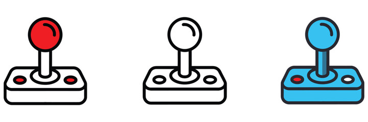 Retro arcade joystick with bold play games text colorful cartoon illustration for gaming posters and promotional design © MDRifat