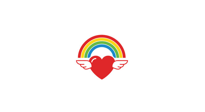 Rainbow Heart with Wings Symbol.