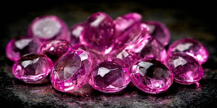 luxury pink gemstones macro crystal jewels on dark background for jewelry and gemology