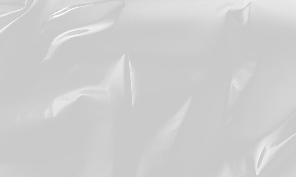 Detailed wrinkled plastic wrap texture with high gloss and sharp creases. Transparent cellophane stretch film material for realistic wrapping overlay effects. Isolated PNG object.