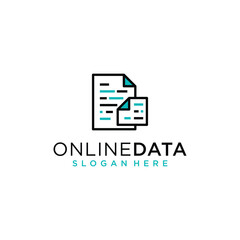 Fototapeta premium Online data document logo, information management graphic, and technology icon. This image represents the concept of online data information in document format.