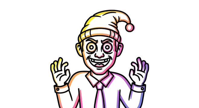 Creepy Man in Beanie Hat, Evil Grin, Wide Eyes, Unsettling, Disturbing, Horror Character