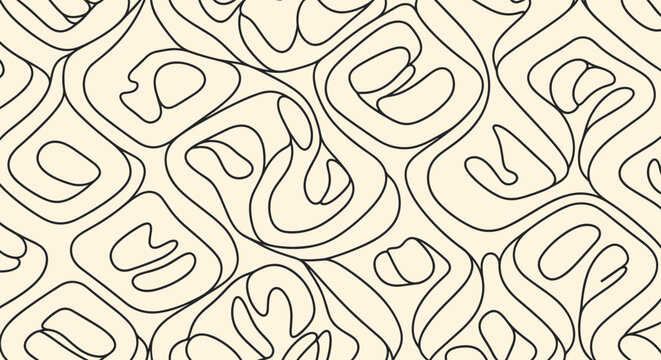 Abstract pattern of fluid swirling lines in a warm beige tone creating an organic and hypnotic texture for modern background design.